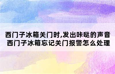 西门子冰箱关门时,发出咔哒的声音 西门子冰箱忘记关门报警怎么处理